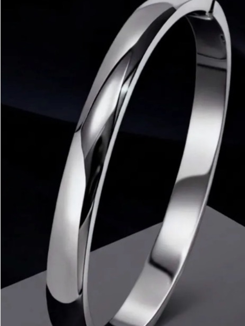 Classic Polished Silver Twist Bangle Bracelet - 6mm Women's Jewelry